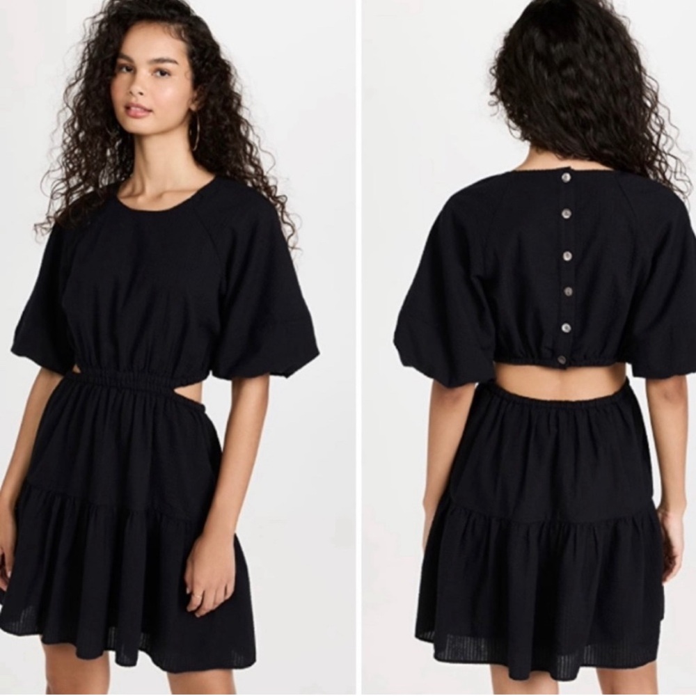 Black seersucker dress.